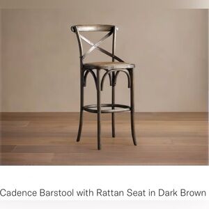 Arhaus Cadence Barstool with Rattan Seat in Dark Brown